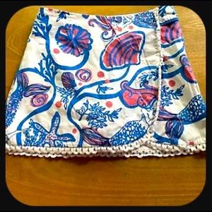 Lilly Pulitzer blue white red skort shorts skirt sz 0